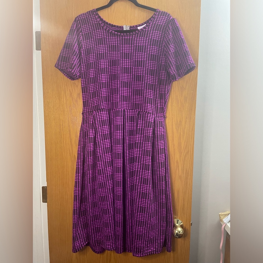 LuLaRoe Pink and Black Patterned Dress Amelia xl Valentine’s Day